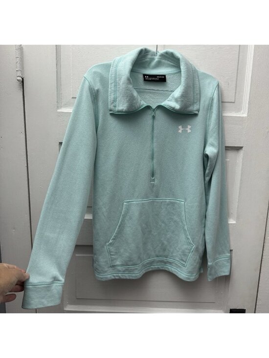Under Armour Tops - Under Armour Women’s Small Mint Fleece 1/4 Zip Pullover Sweatshirt Logo
